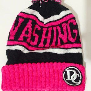Washington DC Winter Pom Pom Beanie Pink and Black